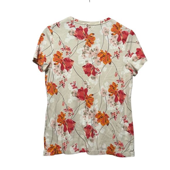 Croft & Barrow Floral V Neck T-Shirt Classic Tee Top Women's Large - Picture 4 of 4